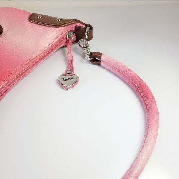 Sharif Studio Pink Snakeskin Embossed Leather Purse & Wristlet Bundle - Picture 6 of 11